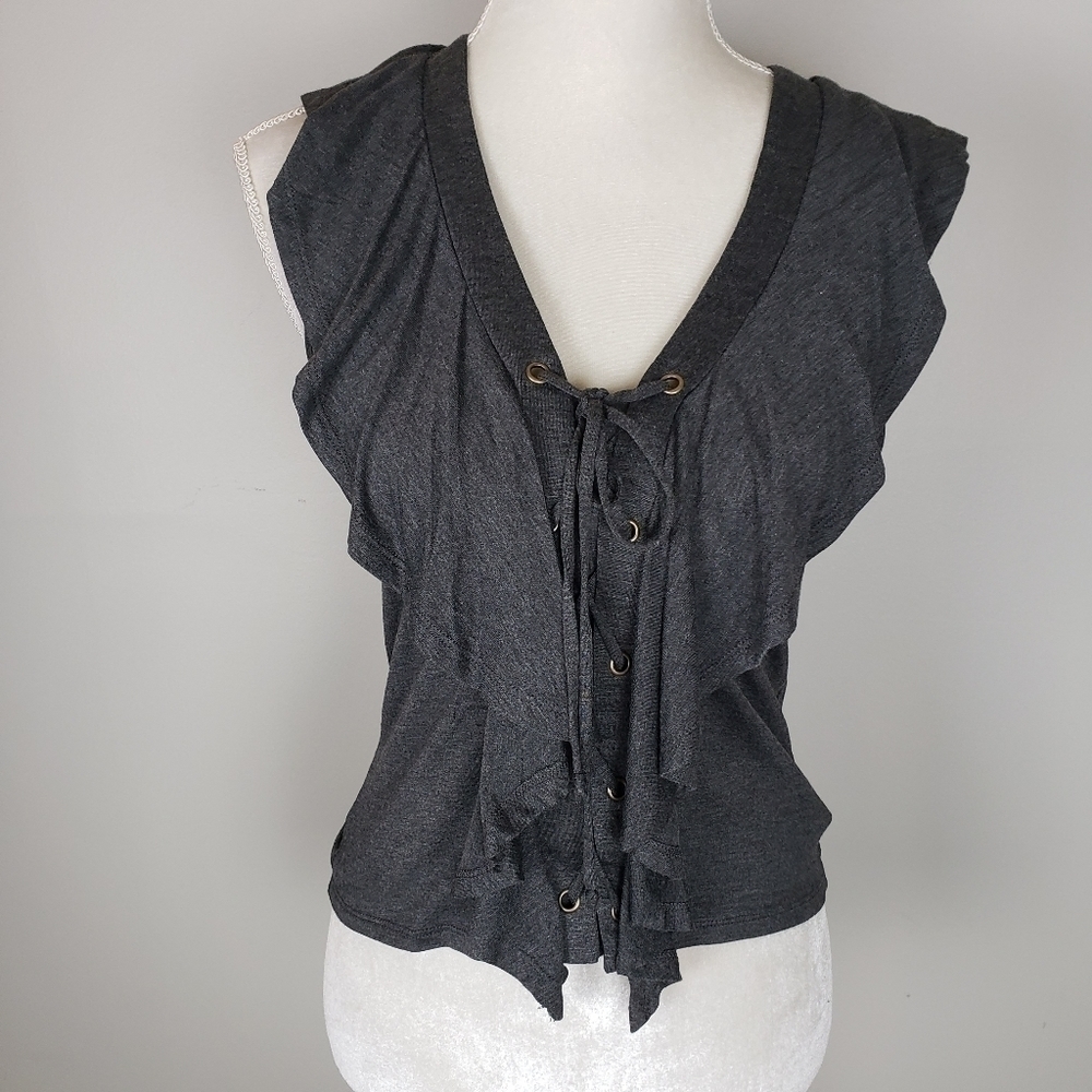 Belle du jour Lace Up Crop Top Tank M NWT